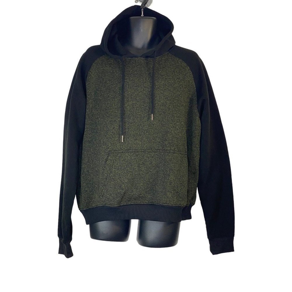 White‎ Tag Mens Hoodie Pullover Jacket Drawstring Pocket Black Olive Green Sz XL